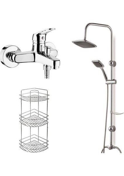 Aç Kapa Banyo Bataryası ve Tepe Duş Seti 3 Katlı Banyo Köşelik