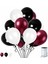 9 Adet Bordo Beyaz Siyah Metalik Balon 3'lü Renk 12 Inç 1
