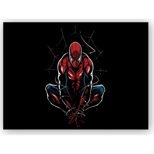 Caka Tablo Ahsap Tablo Spider Man Ve Agi Artwork Siyah Arkaplan