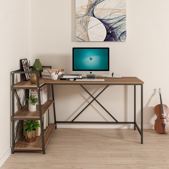 Mordeka Kitaplıklı Çalışma Masası Bilgisayar Masası Fiyatı