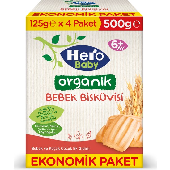 Hero Baby Organik Bebek Bisküvisi 500g (4x125g) Fiyatı