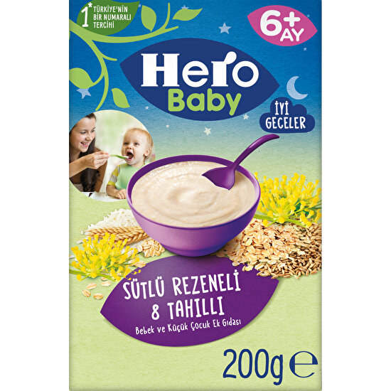 Hero Baby Sütlü 8 Tahıllı Rezeneli Kaşık Mama 200g