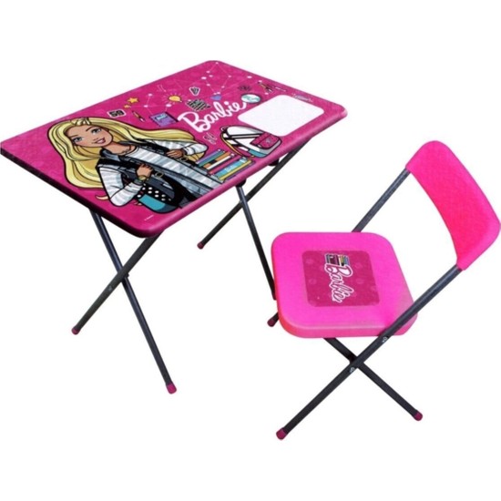 Vardem Barbie Çocuk Oyuncak Ders Çalışma Masası ve Sandalyesi