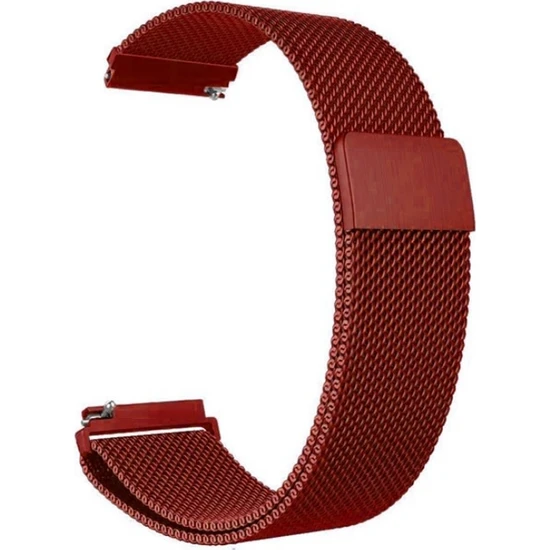 Gpack Samsung Galaxy Watch 42mm 20mm Hasır Metal Kordon Örgü Tasarım Kırmızı