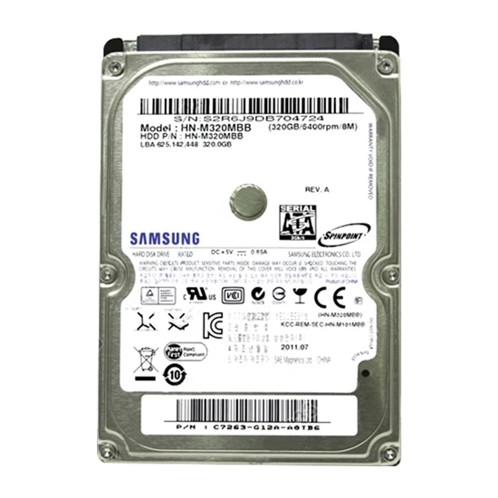 Samsung HN-M320MBB 320 GB 5400 Rpm 2,5 HDD (Yenilenmiş)