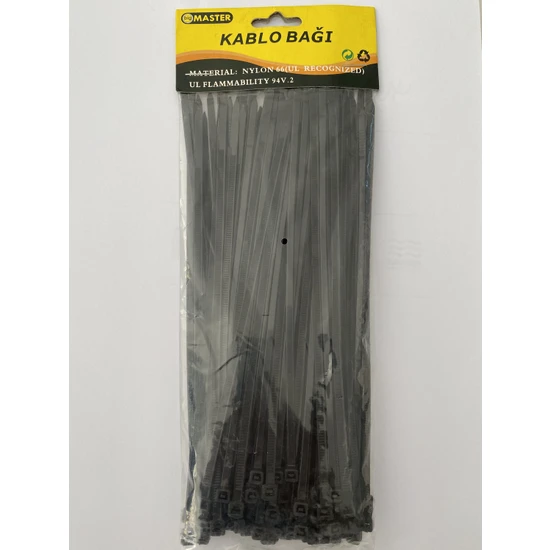 Big Master Kablo Bağı Plastik Cırt Kelepçe 3.6 X 200 mm 100 Adet Siyah