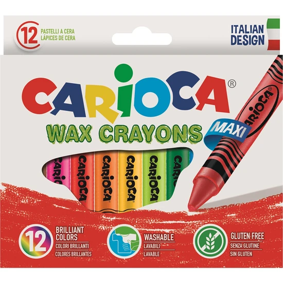Carioca Jumbo Üçgen Elleri Kirletmeyen Yıkanabilir Pastel Boya Kalemi 12'Li