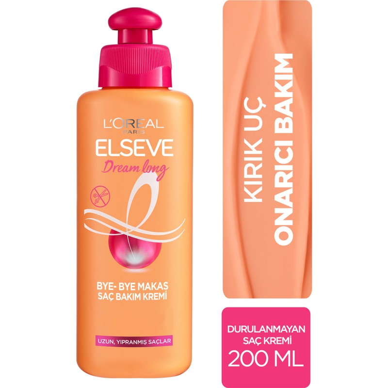 Elseve L'Oreal Paris Elseve Dream Long Isıya Dayanıklı Saç Bakım Kremi – Hint Yağı ve Bitkisel Keratin ile Kırık Uç Onarımı, Günlük Kullanıma Uygun