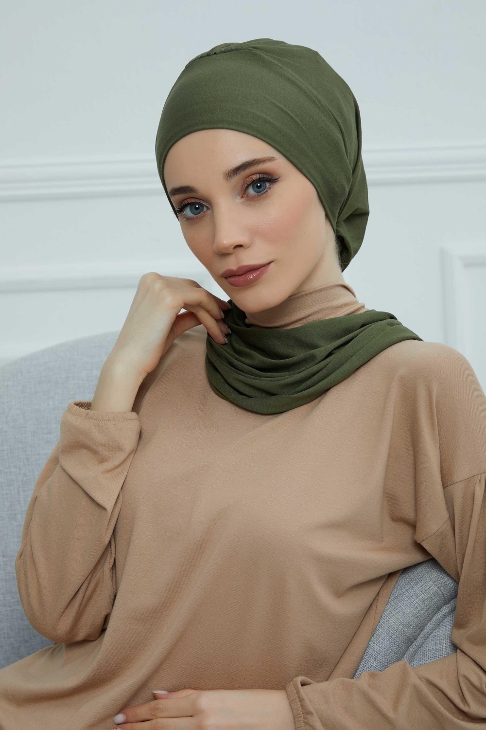 Aisha's Design Penye Hazır Türban,HT-96,HT-96,Bordo görsel 6