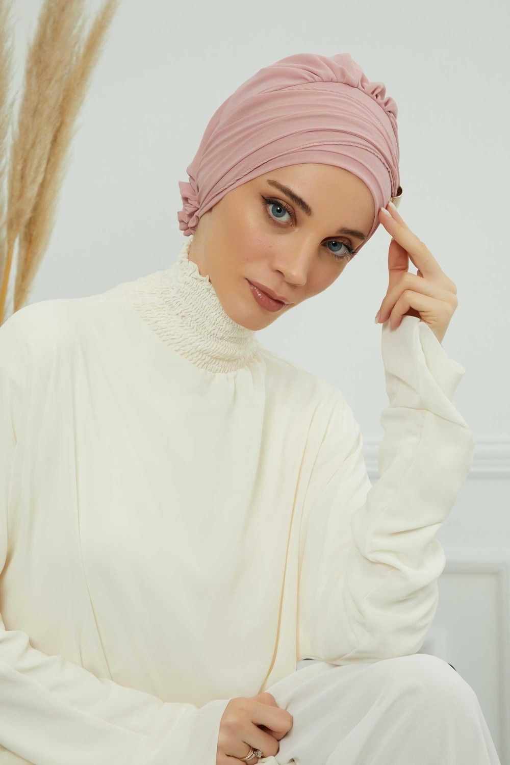 Aisha's Design Aksesuarlı Şifon Hazır Türban,ht-95s,ht-95s görsel 3