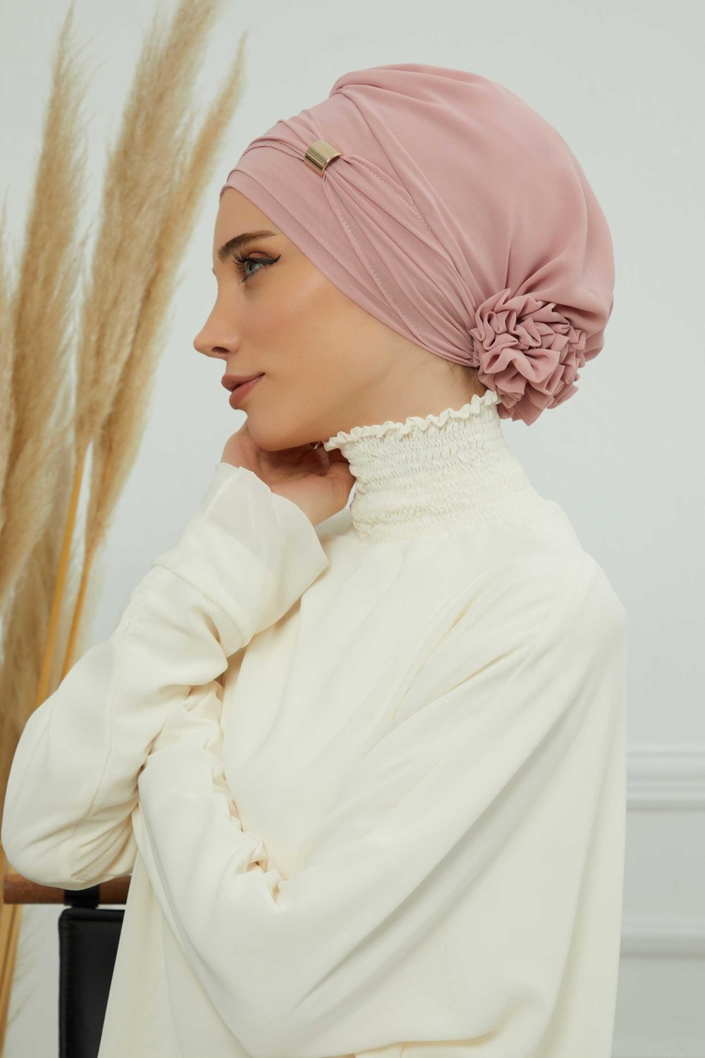 Aisha's Design Aksesuarlı Şifon Hazır Türban,ht-95s,ht-95s görsel 6