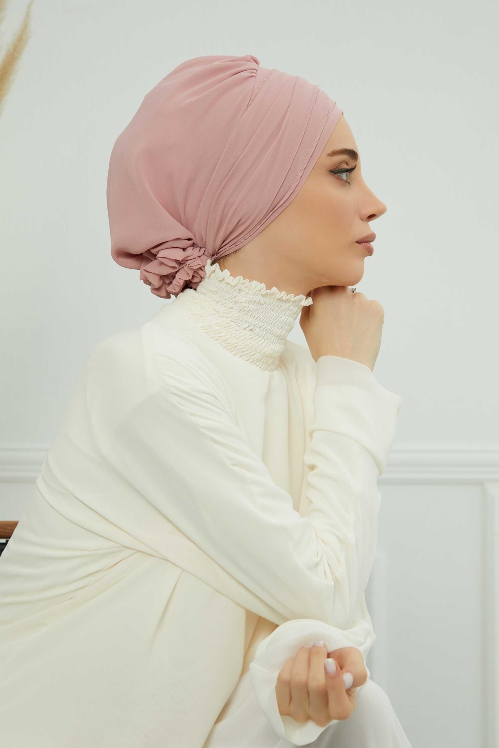 Aisha's Design Aksesuarlı Şifon Hazır Türban,ht-95s,ht-95s görsel 7