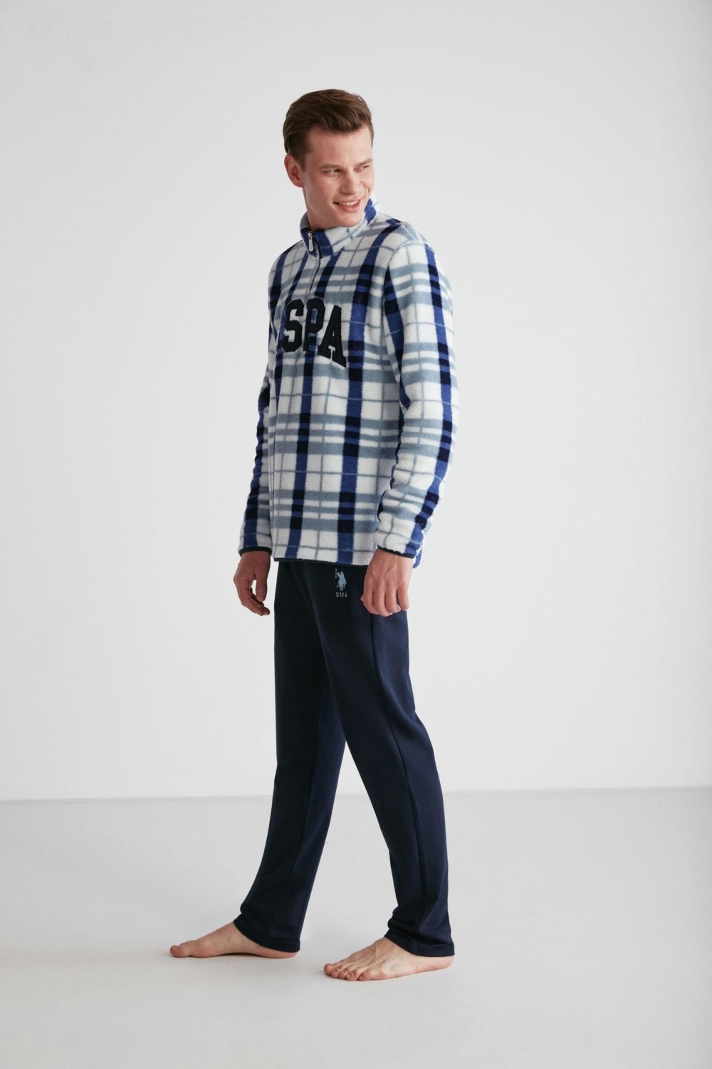 U.S. Polo Assn. Erkek Turuncu Polarlı Pijama Takımı 18754 görsel 2