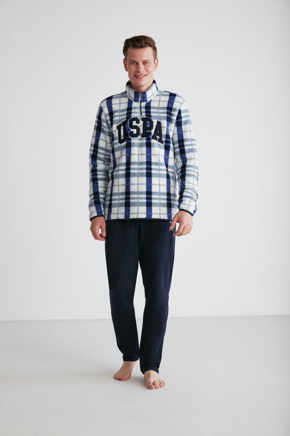 U.S. Polo Assn. Erkek Turuncu Polarlı Pijama Takımı 18754 görsel 3