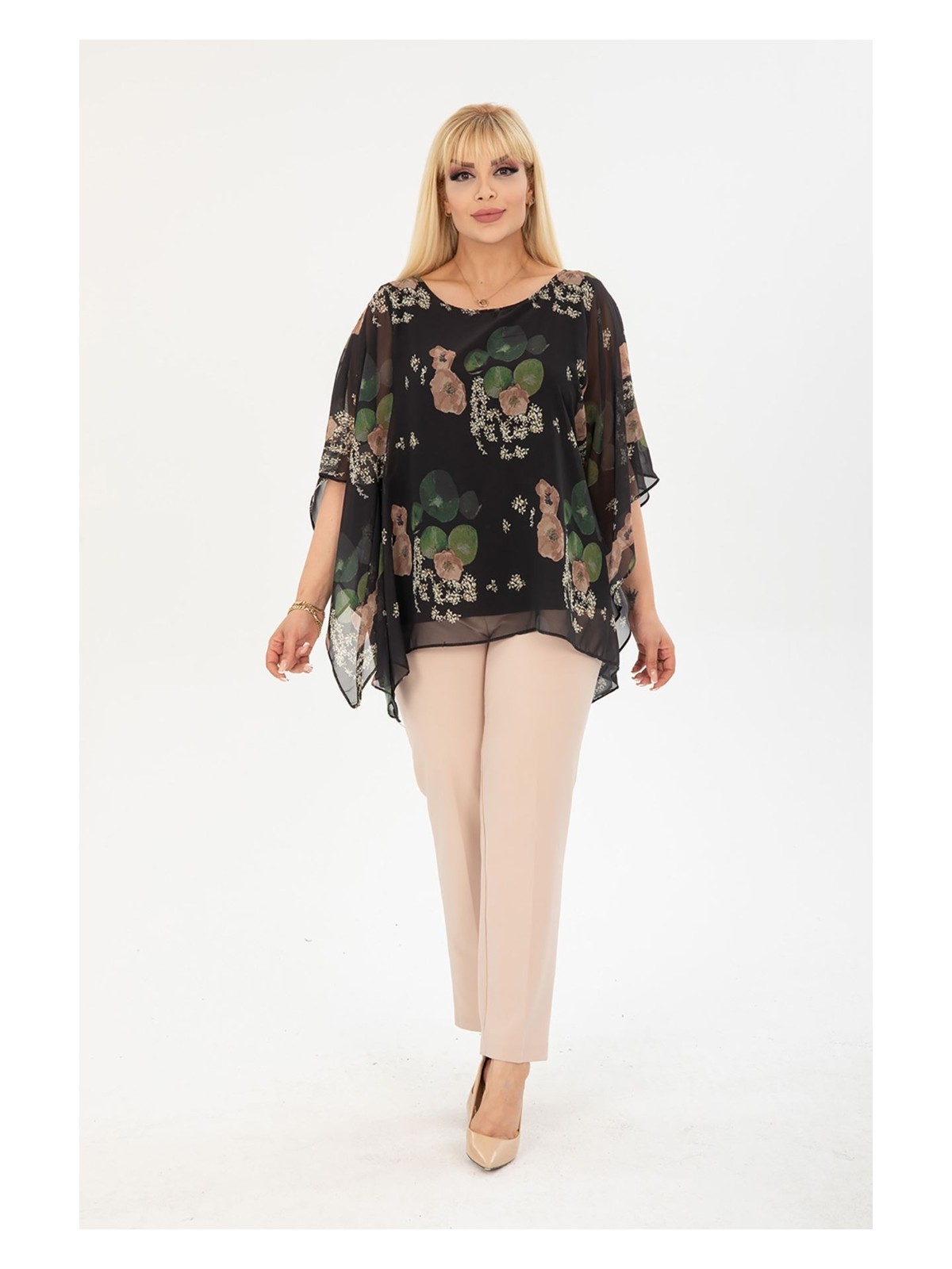 Modayız Büyük Beden Saks Şifon Bluz 3A-2403 - Görsel 6