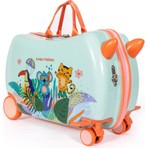 Milk&Moo Jungle Friends Binilebilir Çocuk Valizi, 360° Tekerlekli, Ayak Destekli