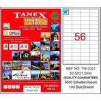 Tanex TW-2321 - 52,5 x 21,2 mm Laser Etiket 100 Adet
