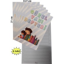 Artlantis Güzel Yazı Defteri Küçük Boy 14,5X21 cm 24 Yaprak 6 Adet Klavuzlu Standart Çizgili Yazı Defteri Dik Temel Harflerle 1. Sınıf