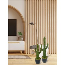 Nettenevime Yapay Çiçek Kaktüs Ağacı Koyuyeşil 2li Set 3kollu Siyah Saksıda SK4022