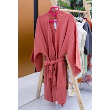 LaLoom Organics Grace Style Organik Pamuk Rose Müslin Yetişkin Kimono Ceket