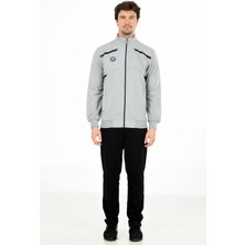 Marco Ferry Gri Melanj Erkek Yarım Balıkçı Yaka Önden Fermuarlı Iki Iplik Eşofman Takım EDY201518G