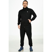 Marco Ferry Siyah Erkek Yarım Balıkçı Yaka Cepli Önden Fermuarlı Jarse Eşofman Takım EDY201414