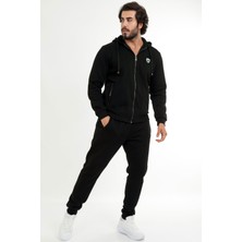 Marco Ferry Siyah Erkek Önden Fermuarlı Kapüşonlu 3 Iplik Kışlık Eşofman Takımı EDY201506S