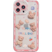 Zebana Apple iPhone 11 Pro Max Uyumlu Kılıf Zebana Bear And Rabbit Silikon Kılıf Pembe