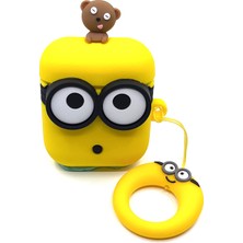 Zen AI Airpods 1/2. Nesil Sarı Çizgi Karakter Minion Tasarımlı Hediye Kılıf