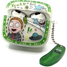 Zen AI Airpods 3. Nesil Uyumlu Sevilen Fantastik Karakter Rick Morty Desenli Beyaz Hediye Kılıf