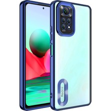 Case World Caseworld Xiaomi Redmi Note 11S Kapak Yanları Renkli Lens Korumalı Logo Gösteren Şeffaf Luxury Silikon Kılıf - Lacivert