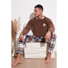 Buratti Regular Fit Bisiklet Yaka Kışlık Yumuşak Dokulu Polar Pijama Takımı Erkek Pijama Takımı 6096100