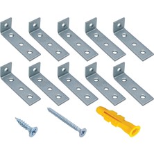 16x55x15mm - Mr.Bracket Deprem Güvenliği Dolap Sabitleme Aparatı Seti - Mobilya Gardırop Portmanto Kitaplık Masa Raf Eşya Duvara Sabitleyici Aparat - L Demir Köşe Bağlantı Gönye Köşebent
