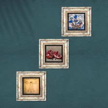 Pinecone Pinecone Çini Sanatı Yelkenli Gemi, Da Vinci Vitruvius Adamı, Nar Taş Duvar Tablosu Çerçeveli Duvar Dekoru 3 Parça Tablo Seti Wall Art T3-1372