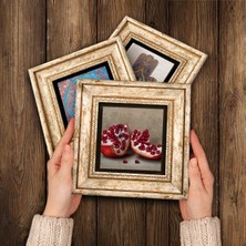 Pinecone Nazar, Nar Taş Duvar Tablosu Çerçeveli Duvar Dekoru 3 Parça Tablo Seti Wall Art T3-840