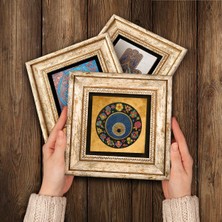 Pinecone Semazen, Nazar Boncuğu, Bereket Duası Taş Duvar Tablosu Çerçeveli Duvar Dekoru 3 Parça Tablo Seti Wall Art T3-289