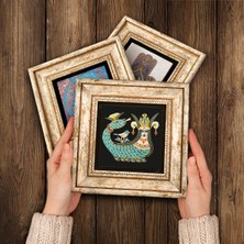 Pinecone Horus'un Gözü, Tavus Kuşu, Şahmeran Taş Duvar Tablosu Çerçeveli Duvar Dekoru 3 Parça Tablo Seti Wall Art T3-454