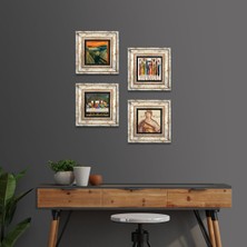 Pinecone Stone Da Vinci Son Akşam Yemeği, Çığlık, Yerli Kadınlar, Soteria Mozaiği Çerçeveli Taş Duvar Tablosu 4’lü Set - Dekoratif Modern Sanat, Ev ve Ofis Dekoru |TK4-1733|