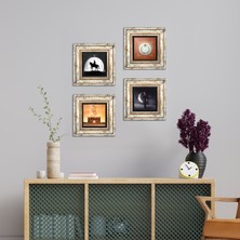 Pinecone Stone Anıtkabir, Atatürk, Ay Yıldız Çerçeveli Taş Duvar Tablosu 4’lü Set - Dekoratif Modern Sanat, Ev ve Ofis Dekoru |TK4-65|