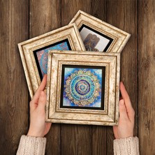 Pinecone Mandala, Nazar Taş Duvar Tablosu Çerçeveli Duvar Dekoru 3 Parça Tablo Seti Wall Art T3-144