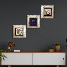Pinecone Stone Hayat Ağacı, Kelebekli Çiçek Çerçeveli Taş Duvar Tablosu 3’lü Set - Dekoratif Modern Sanat, Ev ve Ofis Dekoru |TK3-1767|