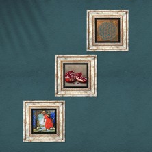 Pinecone Yaşam Çiçeği, Kaplumbağa Terbiyecisi, Nar Taş Duvar Tablosu Çerçeveli Duvar Dekoru 3 Parça Tablo Seti Wall Art T3-1593