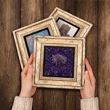 Pinecone Hayat Ağacı, Nazar Taş Duvar Tablosu Çerçeveli Duvar Dekoru 3 Parça Tablo Seti Wall Art T3-1780