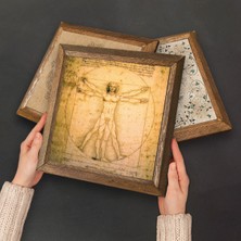 Pinecone Leonardo da Vinci, Çingene Kızı, Soteria Mozaiği Taş Duvar Tablosu Ahşap Çerçeveli Duvar Dekoru 6 Parça Tablo Seti Wall Art W6-51