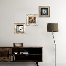 Pinecone Stone Semazen, İhlas Suresi, Elif-Vav Çerçeveli Taş Duvar Tablosu 3’lü Set - Dekoratif Modern Sanat, Ev ve Ofis Dekoru |TK3-71|