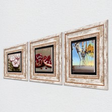 Pinecone Salvador Dalí, Kelebekli Çiçek, Nar Taş Duvar Tablosu Çerçeveli Duvar Dekoru 3 Parça Tablo Seti Wall Art T3-1279