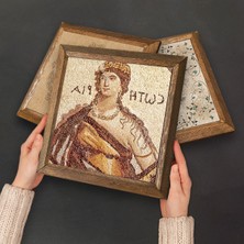 Pinecone Çingene Kızı, Soteria Mozaiği, Lotus, Yaşam Çiçeği, Mandala Taş Duvar Tablosu Ahşap Çerçeveli Duvar Dekoru 6 Parça Tablo Seti Wall Art W6-54