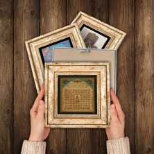 Pinecone Kabe-i Muazzama, Mescid-i Aksa, Esma'ül Hüsna, Mührü Şerif Taş Duvar Tablosu Çerçeveli Duvar Dekoru 4 Parça Tablo Seti Wall Art T4-1110
