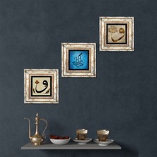 Pinecone Stone Hu, Vav Çerçeveli Taş Duvar Tablosu 3’lü Set - Dekoratif Modern Sanat, Ev ve Ofis Dekoru |TK3-245|