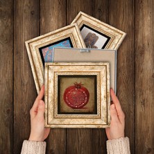 Pinecone Elif Vav, Hayat Ağacı, Lale, Bereket Duası Taş Duvar Tablosu Çerçeveli Duvar Dekoru 4 Parça Tablo Seti Wall Art T4-347